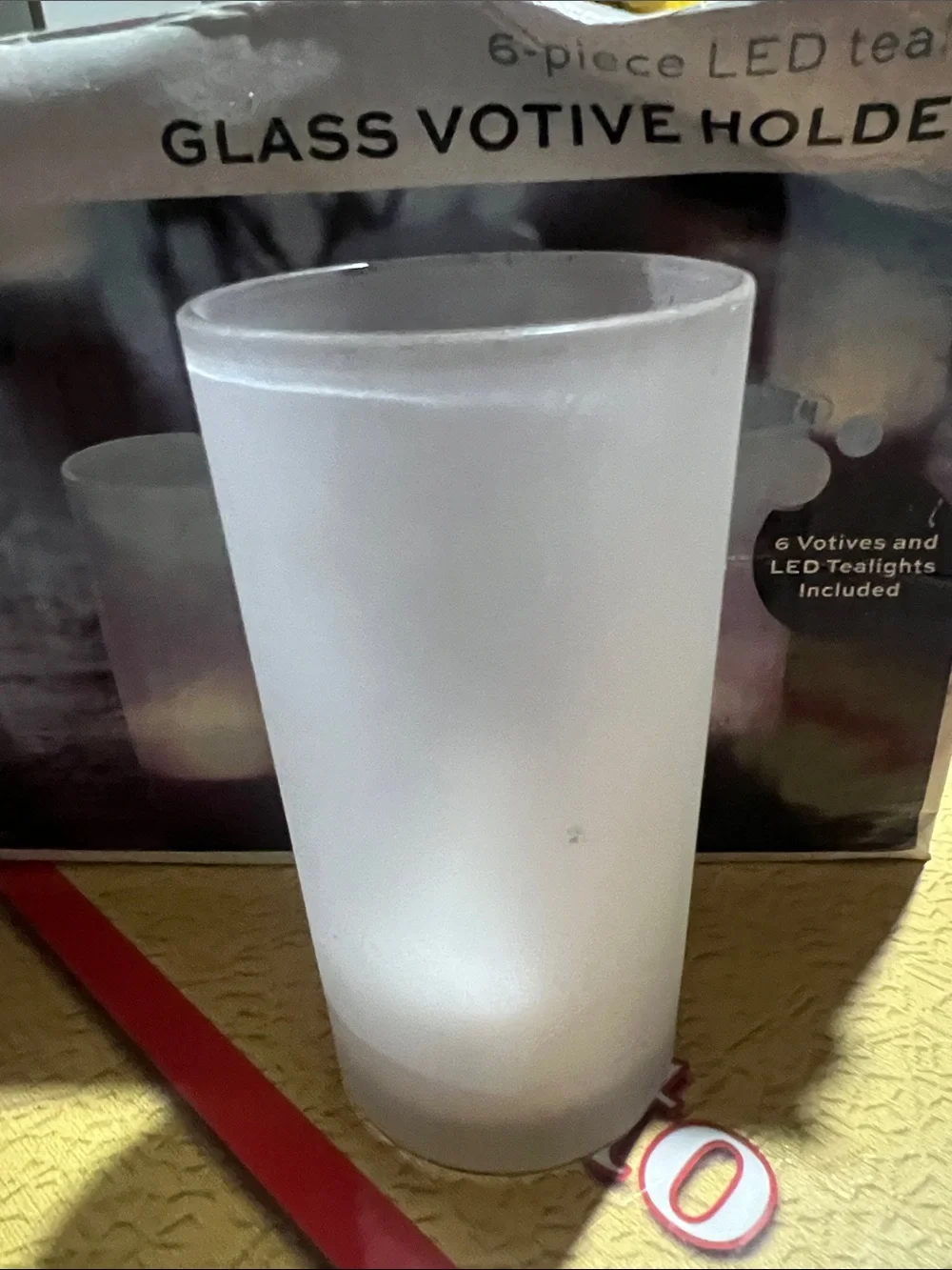 Order Home Collection Glass Votive Holders with LED Tealights - White